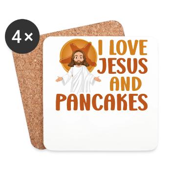 Les enfants amoureux des crêpes J’aime Jésus - Dessous de verre (lot de 4) - blanc - Devant