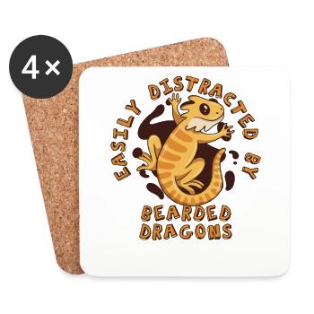 Easily Distracted By Bearded Dragons Pogona - Coasters (set of 4) - white - Front