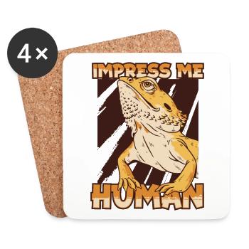 Impress Me Human Pogona Pet Lizard Owner Bearded - Coasters (set of 4) - white - Front