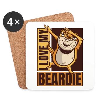 I Love My Beardie Pogona Lizard Pet Owner Bearded - Coasters (set of 4) - white - Front
