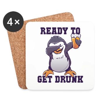 Ready To Get Drunk King Penguin Emperor Penguin - Coasters (set of 4) - white - Front
