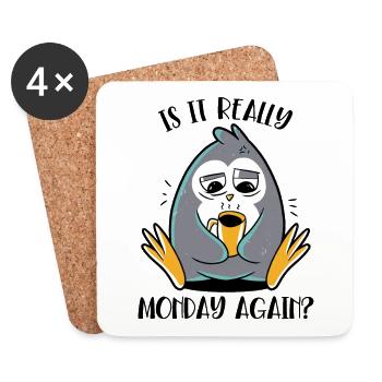 Is It Really Monday Again Seabird King Penguin - Coasters (set of 4) - white - Front