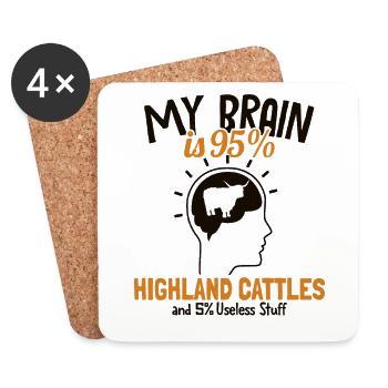 My Brain is 95% Highland Cattles Breeder Highland - Coasters (set of 4) - white - Front