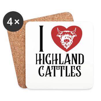 I love Highland Cattles Highland Cow Breeder - Coasters (set of 4) - white - Front