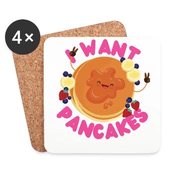 Amoureux des crêpes Les enfants je veux des crêpes - Dessous de verre (lot de 4) - blanc - Devant
