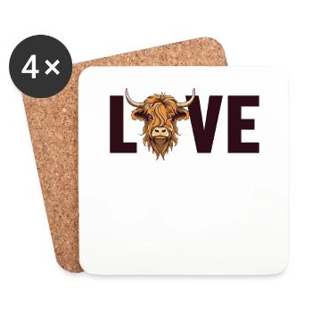 Love Highland Cow Highland Heifer Breeder - Coasters (set of 4) - white - Front