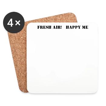 Hiking - Fresh air, happy me - Coasters (set of 4) - white - Front