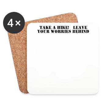Hiking - Take a hike, leave your worries behind - Coasters (set of 4) - white - Front