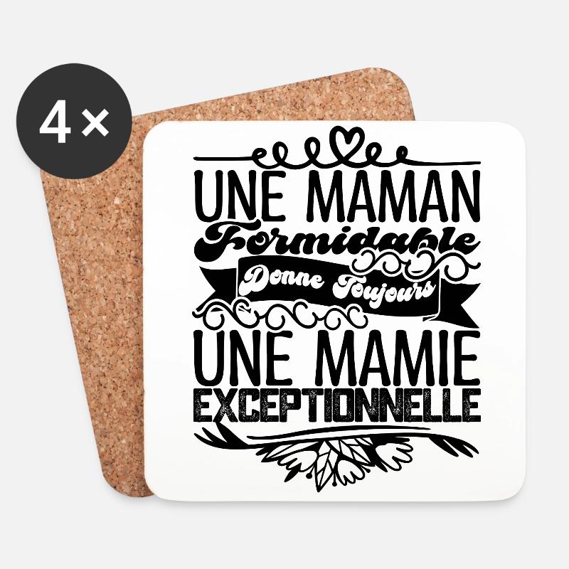 Grand-Mère Cadeau- Une Mamie Exceptionnelle. - Dessous de verre (lot de 4) - blanc