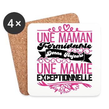 Grand-Mère Cadeau- Une Mamie Exceptionnelle. - Dessous de verre (lot de 4) - blanc - Devant