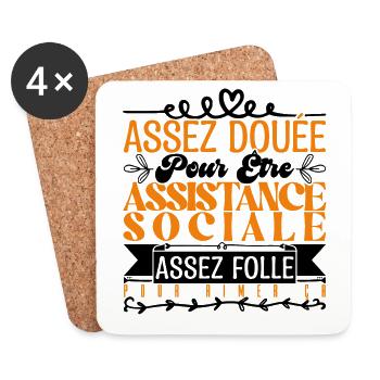 Cadeau Assistante Sociale. Parfaite Assistante. - Dessous de verre (lot de 4) - blanc - Devant
