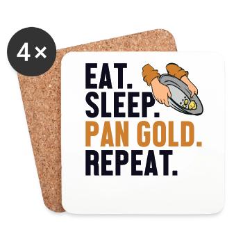 Eat Sleep Pan Gold Wiederholung Schürfen von Miner Gold - Untersetzer (4er-Set) - Weiß - Vorne