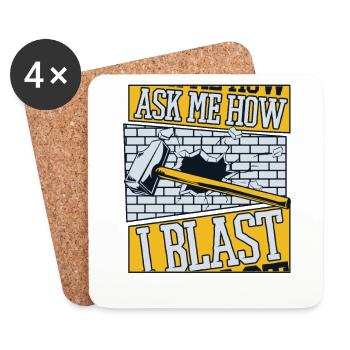 Ask Me How I Blast Home Improvement Experts House - Coasters (set of 4) - white - Front