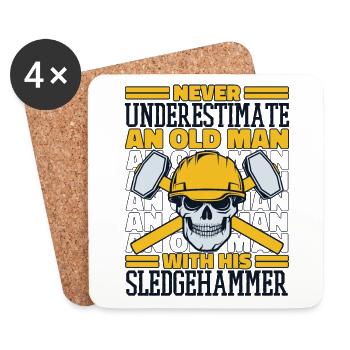 Never Underestimate An Old Man With Sledgehammer - Coasters (set of 4) - white - Front