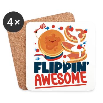 Les enfants amateurs de crêpes flippin' - Dessous de verre (lot de 4) - blanc - Devant