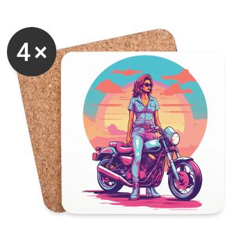 Style de motard moto rétro Vaporwave - Dessous de verre (lot de 4) - blanc - Devant