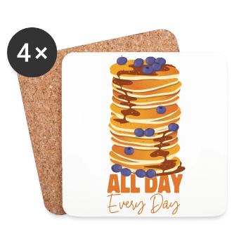Les enfants amateurs de crêpes toute la journée tous les jours - Dessous de verre (lot de 4) - blanc - Devant