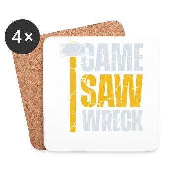 Came Saw Wreck Home Wrecker Experts House - Coasters (set of 4) - white - Front