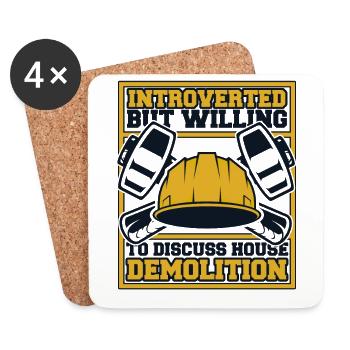 Introverted But Willing To Discuss House - Coasters (set of 4) - white - Front