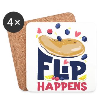 Pancake Lover Kids Jeu de mots Flip - Dessous de verre (lot de 4) - blanc - Devant