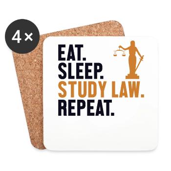 Eat Sleep Study Law Repeat Law School University - Coasters (set of 4) - white - Front