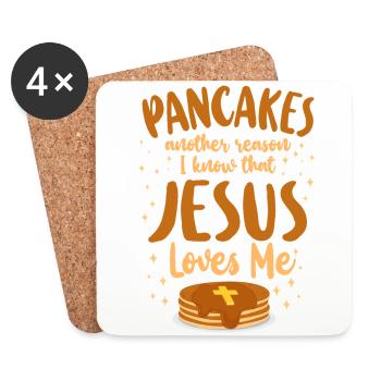 Pancake Lover Kids Jesus Faith - Untersetzer (4er-Set) - Weiß - Vorne
