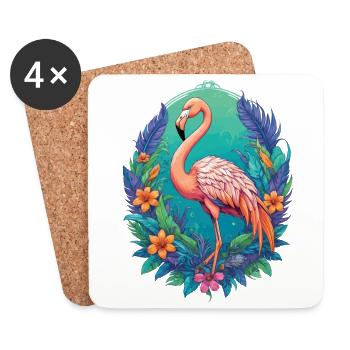 Aesthetic Flamingo Spiritual Mandala Design - Coasters (set of 4) - white - Front