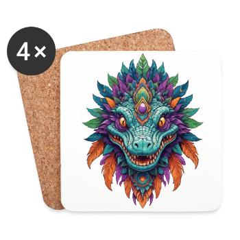 Alligator Traumfänger Mandala Design - Untersetzer (4er-Set) - Weiß - Vorne