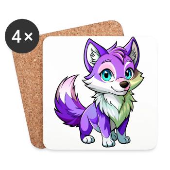 Bébé loup violet - Dessous de verre (lot de 4) - blanc - Devant