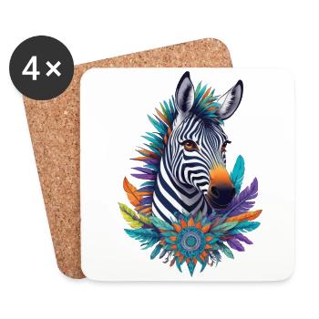 Zebra Mandala Design Mit Spirituellen Symbolen - Untersetzer (4er-Set) - Weiß - Vorne