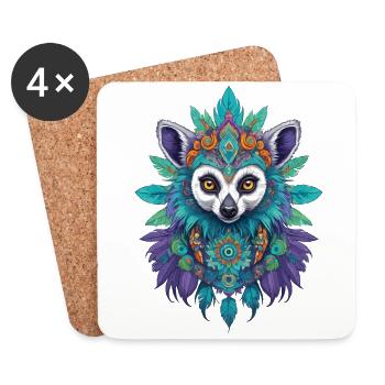 Lemuren Mandala Traumfänger Design - Untersetzer (4er-Set) - Weiß - Vorne