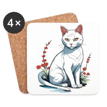 Hauskatzen Besitzer Niedliche Katze Katzen Dame - Untersetzer (4er-Set) - Weiß - Vorne