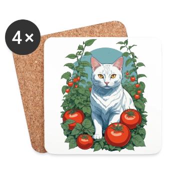Garden Cat Cute Pet Love - Coasters (set of 4) - white - Front