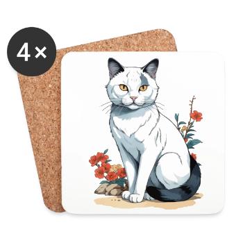 Hauskatzen Besitzer Niedliche Katze Katzen Dame - Untersetzer (4er-Set) - Weiß - Vorne