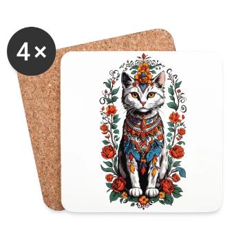 Mexikanische Katze Niedliche Hauskatzen Besitzer - Untersetzer (4er-Set) - Weiß - Vorne