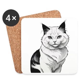 Domestic Cats, Owner, Cute Cat, Cats, Lady - Coasters (set of 4) - white - Front
