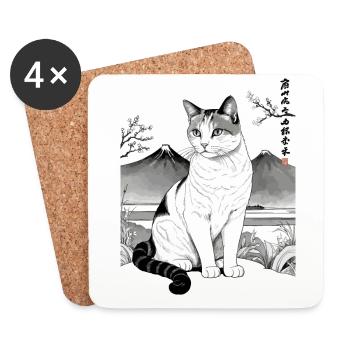 Chats domestiques, Propriétaire, Chat mignon, Chats, Dame - Dessous de verre (lot de 4) - blanc - Devant