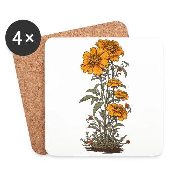 Tagetes Floral Decoration Vintage Aesthetic Streetwear - Coasters (set of 4) - white - Front