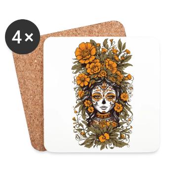 Blumen Deko Vintage Ästhetische Streetwear Design - Untersetzer (4er-Set) - Weiß - Vorne