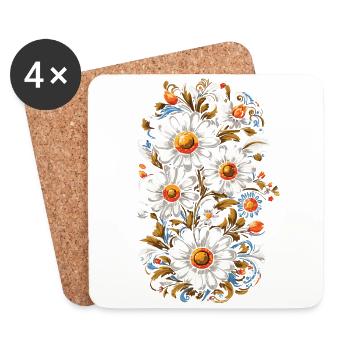 Chamomile Vintage Floral Design Aesthetic Streetwear - Coasters (set of 4) - white - Front