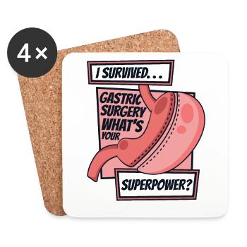 J’ai survécu à une chirurgie gastrique Bypass gastrique Gastrique - Dessous de verre (lot de 4) - blanc - Devant