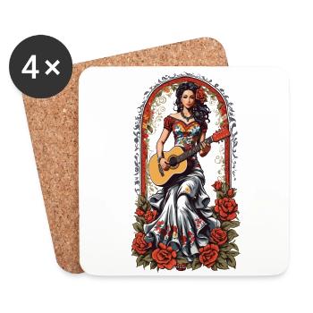 Iconic Guitarist Design Musician Aesthetic - Coasters (set of 4) - white - Front