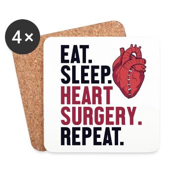 Eat Sleep Heart Surgery Repeat Cathéter ouvert - Dessous de verre (lot de 4) - blanc - Devant