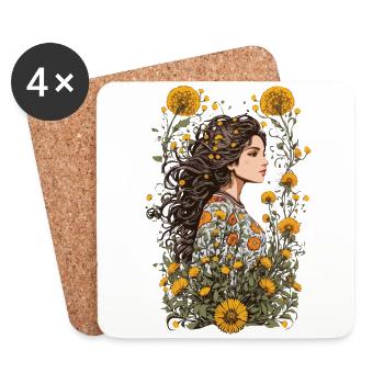 Dandelion Vintage Floral Streetwear Aesthetic - Coasters (set of 4) - white - Front