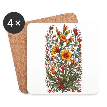 Bohemian Floral Vintage Aesthetic Streetwear - Coasters (set of 4) - white - Front