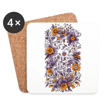 Floral Decoration Vintage Aesthetic Design - Coasters (set of 4) - white - Front