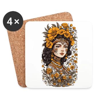 Blumen Deko Vintage Ästhetische Streetwear Design - Untersetzer (4er-Set) - Weiß - Vorne