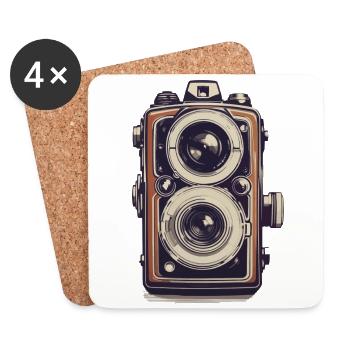 Vintage Fotokamera Aesthetic Fotograf Retro - Untersetzer (4er-Set) - Weiß - Vorne