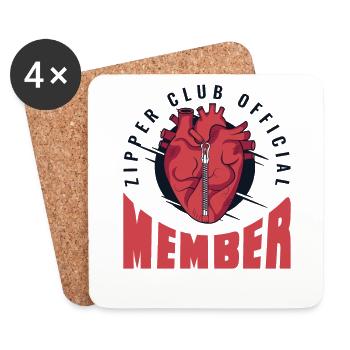 Membre officiel du Zipper Club Transplant Open Heart - Dessous de verre (lot de 4) - blanc - Devant
