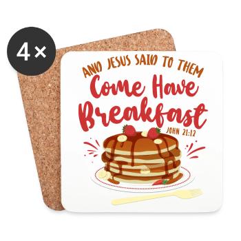 Pancake Lover Kids Bible Quote - Untersetzer (4er-Set) - Weiß - Vorne
